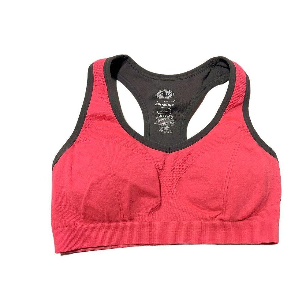 Athletic WORKS Dry-More Fiery Coral/Gray Trim Sports Bra